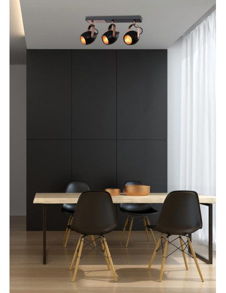 CANDELLUX Anica lampa sufitowa listwa czarny 3x40w e14 odbłyśnik złoty 93-82589