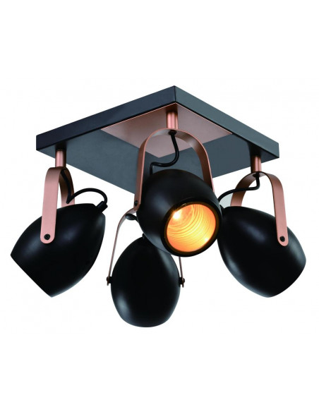 CANDELLUX Anica lampa sufitowa plafon czarny 4x40w e14 odbłyśnik złoty 98-83128