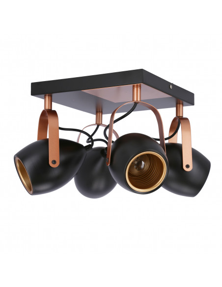CANDELLUX Anica lampa sufitowa plafon czarny 4x40w e14 odbłyśnik złoty 98-83128