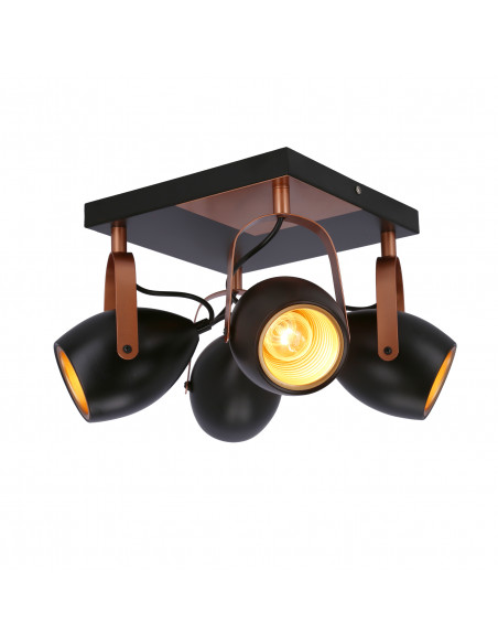 CANDELLUX Anica lampa sufitowa plafon czarny 4x40w e14 odbłyśnik złoty 98-83128