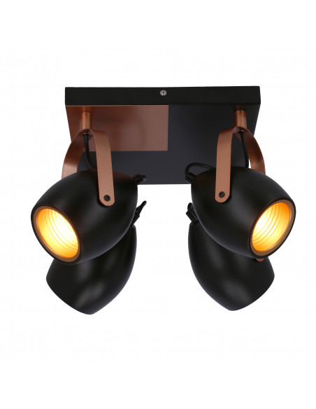 CANDELLUX Anica lampa sufitowa plafon czarny 4x40w e14 odbłyśnik złoty 98-83128