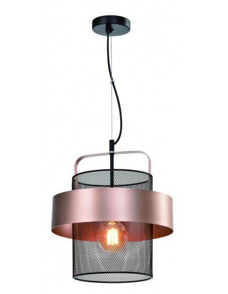 CANDELLUX Fiba lampa wisząca czarny 1x40w e27 klosz miedziano czarny 31-78490
