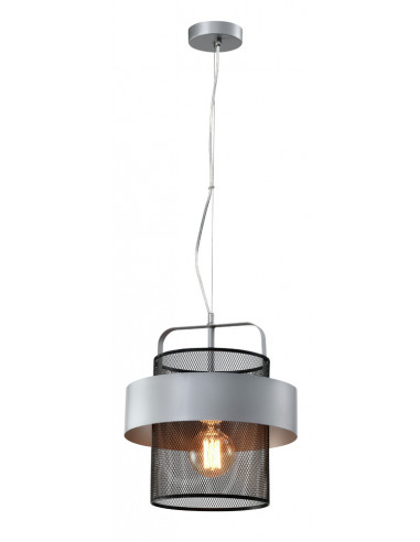 CANDELLUX Fiba lampa wisząca czarny 1x40w e27 klosz srebrno czarny 31-78506