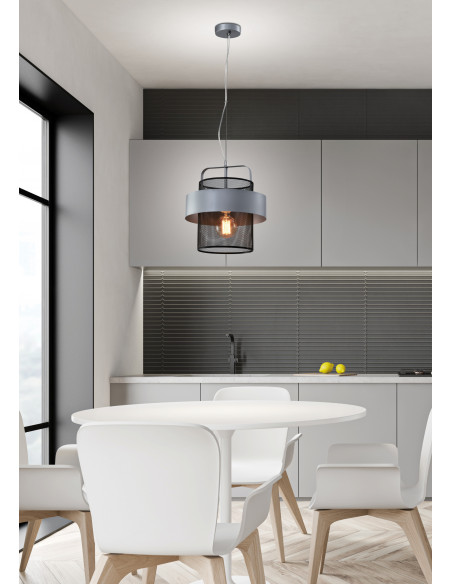 CANDELLUX Fiba lampa wisząca czarny 1x40w e27 klosz srebrno czarny 31-78506