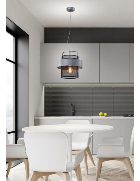 CANDELLUX Fiba lampa wisząca czarny 1x40w e27 klosz srebrno czarny 31-78506