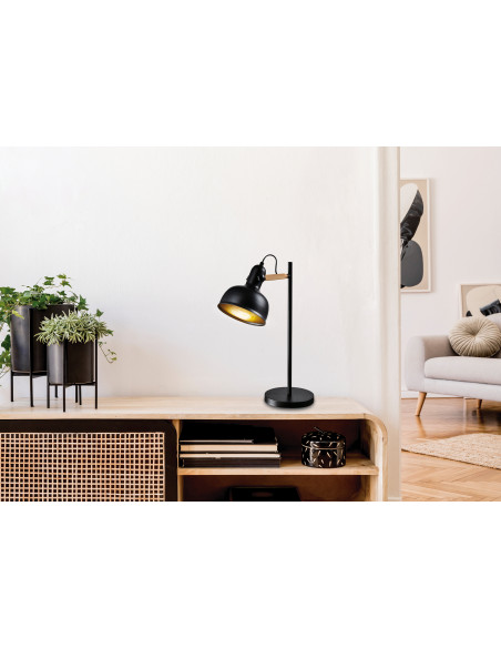 CANDELLUX RENO LAMPA STOŁOWA CZARNY 1X40W E27 KLOSZ CZARNY 41-80066