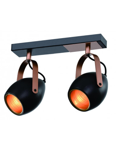 CANDELLUX Anica lampa sufitowa listwa czarny 2x40w e14 odbłyśnik złoty 92-81797