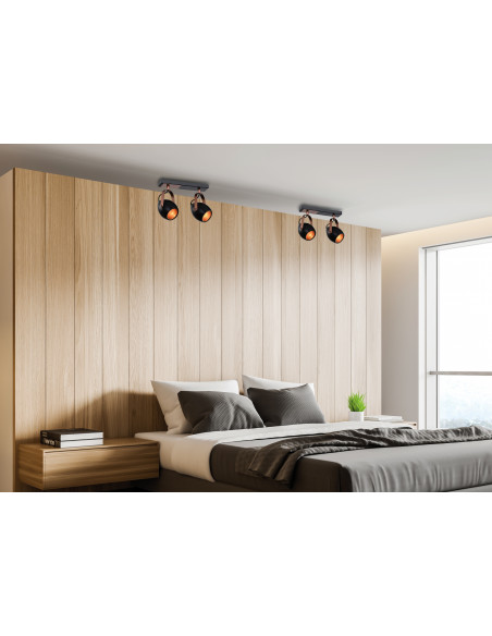 CANDELLUX Anica lampa sufitowa listwa czarny 2x40w e14 odbłyśnik złoty 92-81797