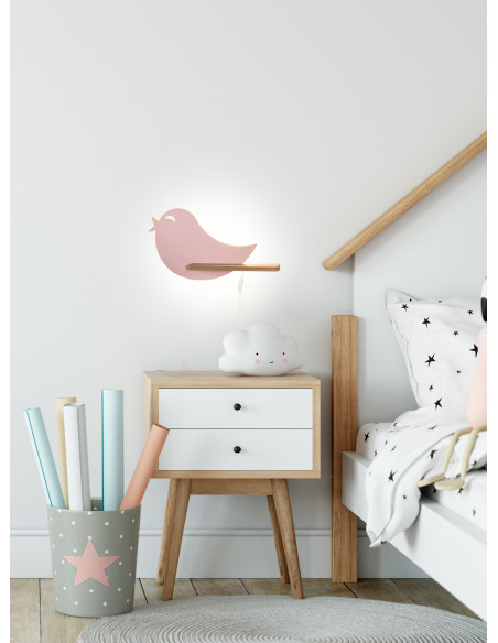 CANDELLUX BIRD LAMPA KINKIET 5W LED 4000K IQ KIDS Z PRZEWODEM Z WŁ. I WTYCZKĄ RÓŻOWY 21-85054