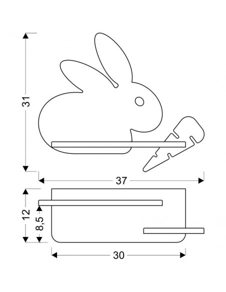 CANDELLUX RABIT LAMPA KINKIET 4W LED 4000K IQ KIDS Z PRZEWODEM Z WŁ. I WTYCZKĄ SZARY+BIAŁY 21-85184