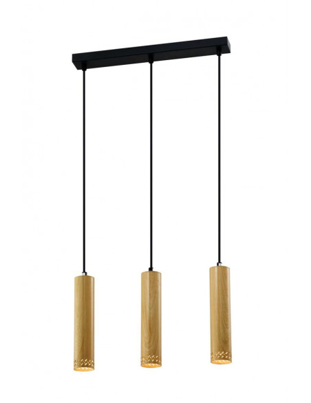 CANDELLUX Tubo lampa wisząca czarny 3x25w gu10 klosz 25cm drewniany 33-79138