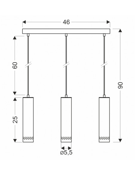 CANDELLUX Tubo lampa wisząca czarny 3x25w gu10 klosz 25cm drewniany 33-79138