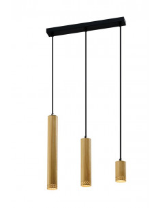 CANDELLUX Tubo lampa wisząca czarny 3x25w gu10 klosz mix drewniany 33-79114