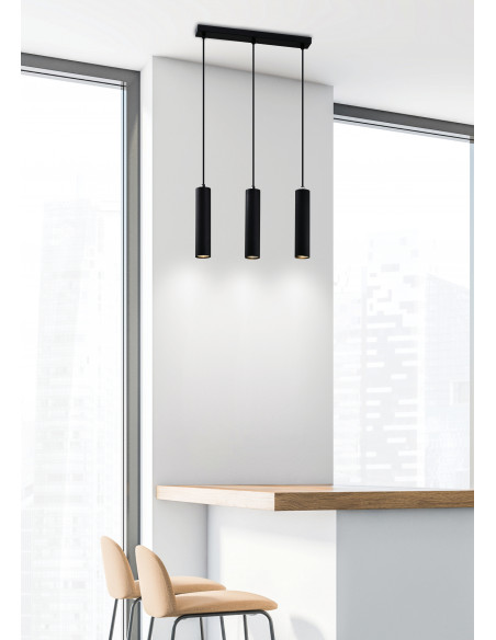 CANDELLUX Tubo lampa wisząca czarny 3x25w gu10 klosz 25cm czarny 33-79091
