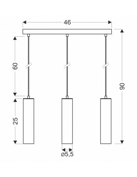 CANDELLUX Tubo lampa wisząca czarny 3x25w gu10 klosz 25cm czarny 33-79091