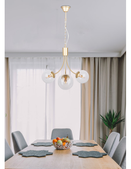 CANDELLUX Dani lampa wisząca mosiądz 3x40w e14 klosz bezbarwny 33-79015