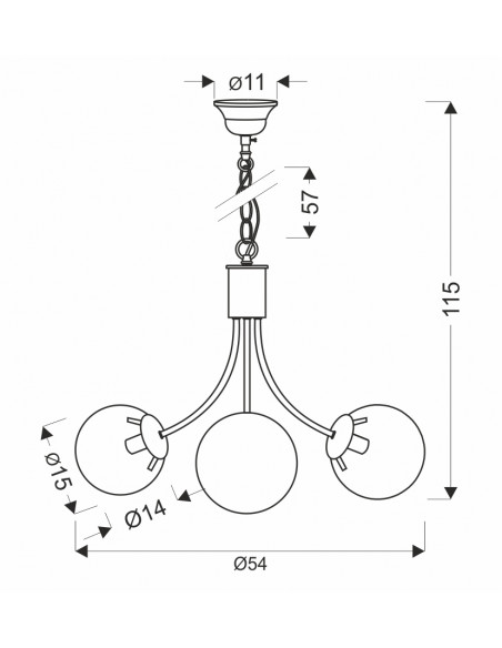 CANDELLUX Dani lampa wisząca mosiądz 3x40w e14 klosz bezbarwny 33-79015