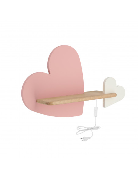 CANDELLUX HEART LAMPA KINKIET 5W LED IQ KIDS Z PRZEWODEM Z WŁ. I WTYCZKĄ RÓŻOWY+BIAŁY 21-84552