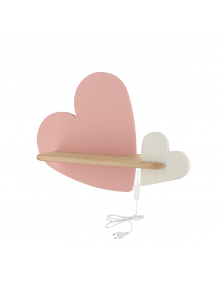CANDELLUX HEART LAMPA KINKIET 5W LED IQ KIDS Z PRZEWODEM Z WŁ. I WTYCZKĄ RÓŻOWY+BIAŁY 21-84552