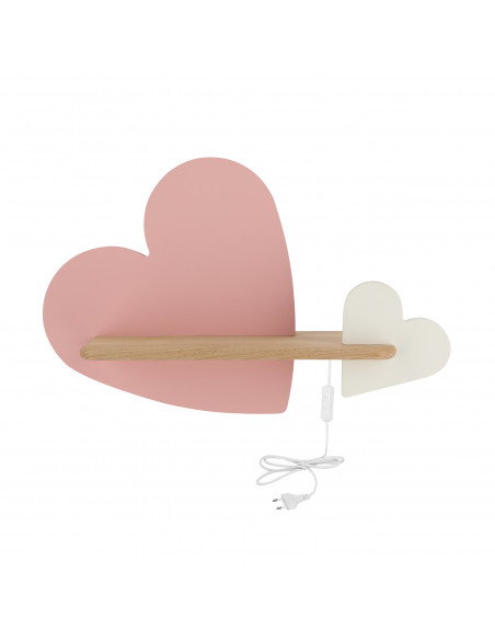 CANDELLUX HEART LAMPA KINKIET 5W LED IQ KIDS Z PRZEWODEM Z WŁ. I WTYCZKĄ RÓŻOWY+BIAŁY 21-84552