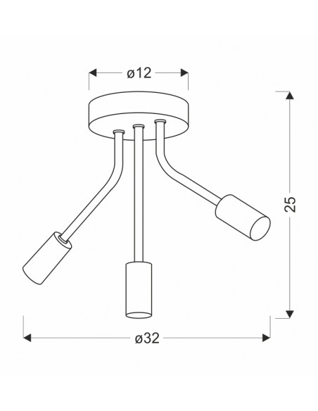 CANDELLUX LAMPA SUFITOWA TIARA 3X40W E14 CZARNY 33-78032