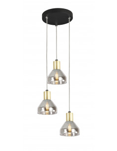 CANDELLUX LAMPA WISZĄCA GREGORY TALERZ CZARNY BRĄZ 3X40W E14 KLOSZ DYMIONY 33-78995