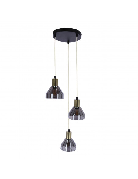 CANDELLUX LAMPA WISZĄCA GREGORY TALERZ CZARNY BRĄZ 3X40W E14 KLOSZ DYMIONY 33-78995