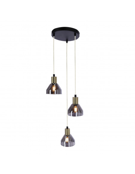 CANDELLUX LAMPA WISZĄCA GREGORY TALERZ CZARNY BRĄZ 3X40W E14 KLOSZ DYMIONY 33-78995
