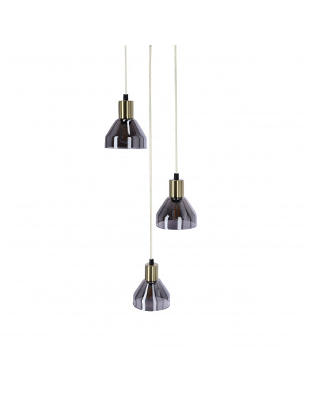 CANDELLUX LAMPA WISZĄCA GREGORY TALERZ CZARNY BRĄZ 3X40W E14 KLOSZ DYMIONY 33-78995