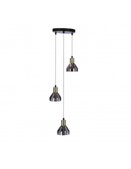 CANDELLUX LAMPA WISZĄCA GREGORY TALERZ CZARNY BRĄZ 3X40W E14 KLOSZ DYMIONY 33-78995