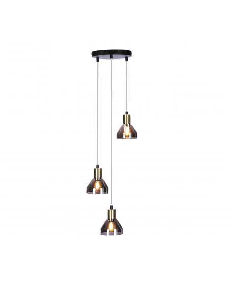 CANDELLUX LAMPA WISZĄCA GREGORY TALERZ CZARNY BRĄZ 3X40W E14 KLOSZ DYMIONY 33-78995