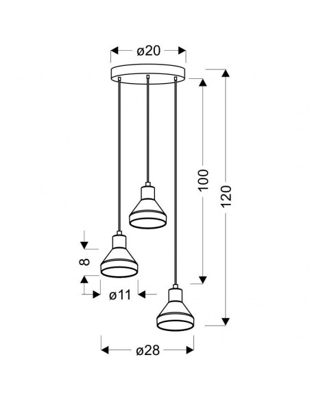 CANDELLUX LAMPA WISZĄCA GREGORY TALERZ CZARNY BRĄZ 3X40W E14 KLOSZ DYMIONY 33-78995