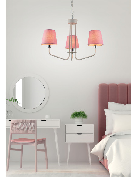 CANDELLUX LAMPA WISZĄCA YORK 3 BIAŁY RÓŻOWY 50203097