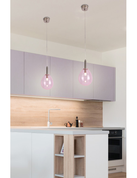 CANDELLUX LAMPA WISZĄCA LUKKA 1 CHROMOWY RÓŻOWY 50133209