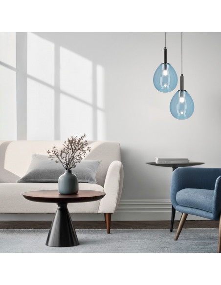 CANDELLUX LAMPA WISZĄCA LUKKA 1 CHROMOWY NIEBIESKI 50133210