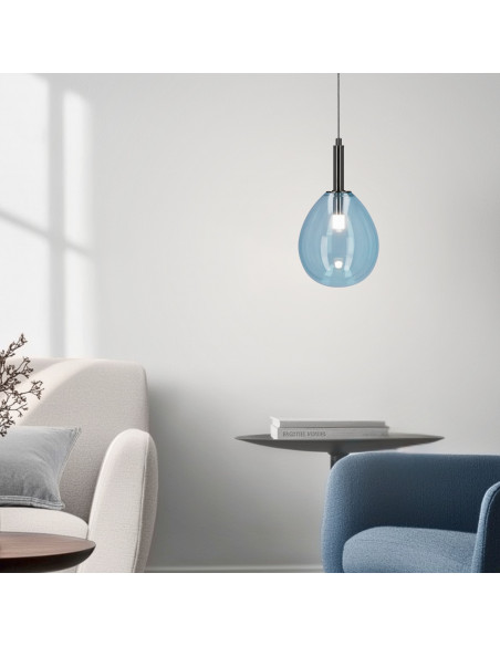 CANDELLUX LAMPA WISZĄCA LUKKA 1 CHROMOWY NIEBIESKI 50133210