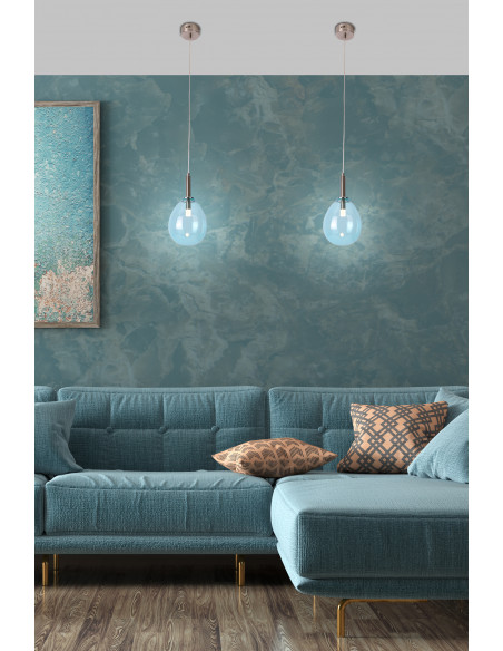 CANDELLUX LAMPA WISZĄCA LUKKA 1 CHROMOWY NIEBIESKI 50133210