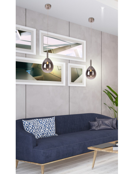 CANDELLUX LAMPA WISZĄCA LUKKA 1 CHROMOWY SZARY 50133211