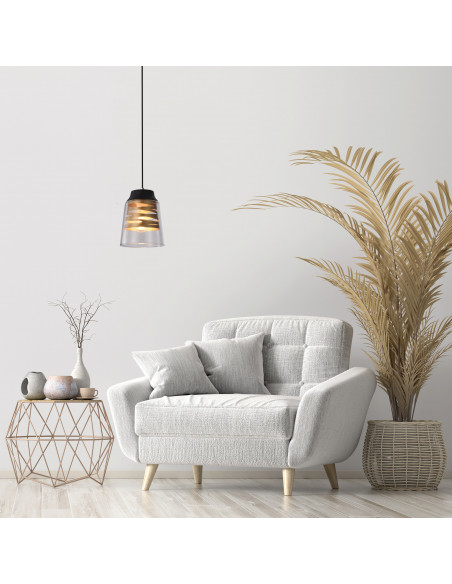 CANDELLUX FRESNO LAMPA WISZĄCA CZARNY 1X60W E27 KLOSZ BEZBARWNY 31-78384