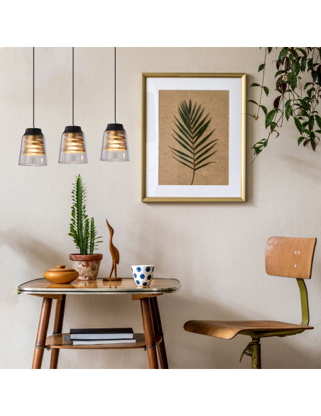 CANDELLUX FRESNO LAMPA WISZĄCA CZARNY 3X60W E27 KLOSZ BEZBARWNY 33-78094