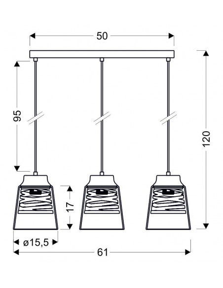 CANDELLUX FRESNO LAMPA WISZĄCA CZARNY 3X60W E27 KLOSZ BEZBARWNY 33-78094