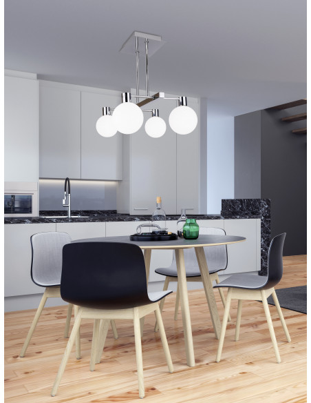 CANDELLUX Maldus lampa wisząca chromowy sztyca 4x40w g9 klosz biały 34-01467