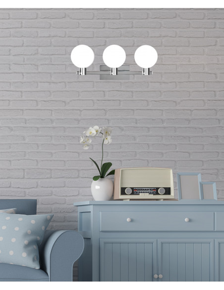 CANDELLUX Maldus lampa kinkiet chromowy 3x40w g9 klosz biały 23-01450