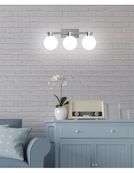 CANDELLUX Maldus lampa kinkiet chromowy 3x40w g9 klosz biały 23-01450