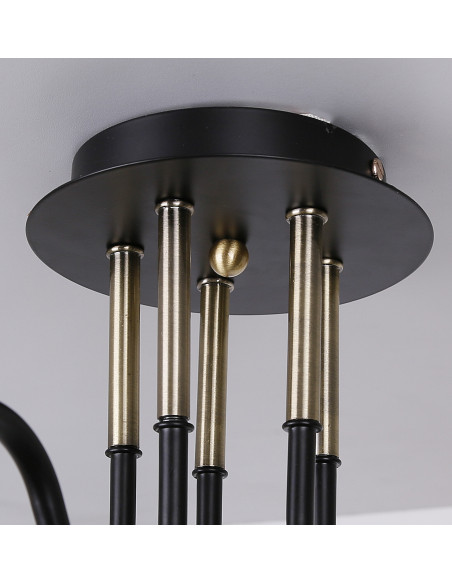 CANDELLUX Unica lampa sufitowa czarny+złoty 5x40w e27 klosz dymiony 35-00897