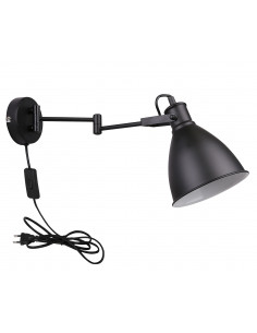 CANDELLUX Espera lampa kinkiet 1x40w e27 czarny z przewodem przył. z wtyczką i włącznikiem 21-85238