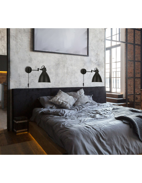 CANDELLUX Espera lampa kinkiet 1x40w e27 czarny z przewodem przył. z wtyczką i włącznikiem 21-85238
