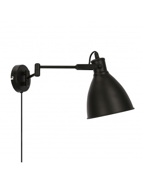 CANDELLUX Espera lampa kinkiet 1x40w e27 czarny z przewodem przył. z wtyczką i włącznikiem 21-85238