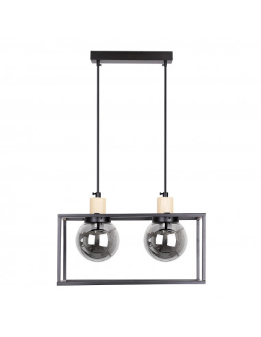 CANDELLUX Retro 2 lampa wisząca czarny 2x40w e27 klosz dymiony 32-00750