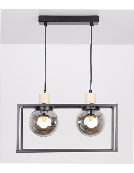 CANDELLUX Retro 2 lampa wisząca czarny 2x40w e27 klosz dymiony 32-00750